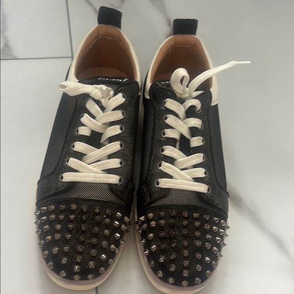 Christian Louboutin Other - Studded Black Leather Sneakers with White Laces